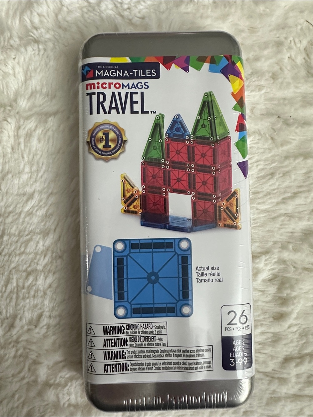 Magna-Tiles microMags Travel set, 26 piece set in a travel storage tin - Picture 8 of 8